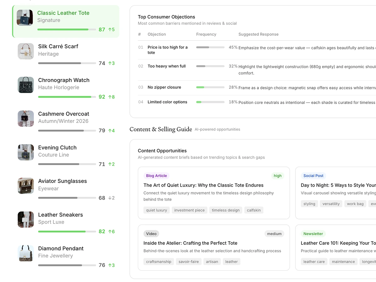 Product knowledge linked to catalogue